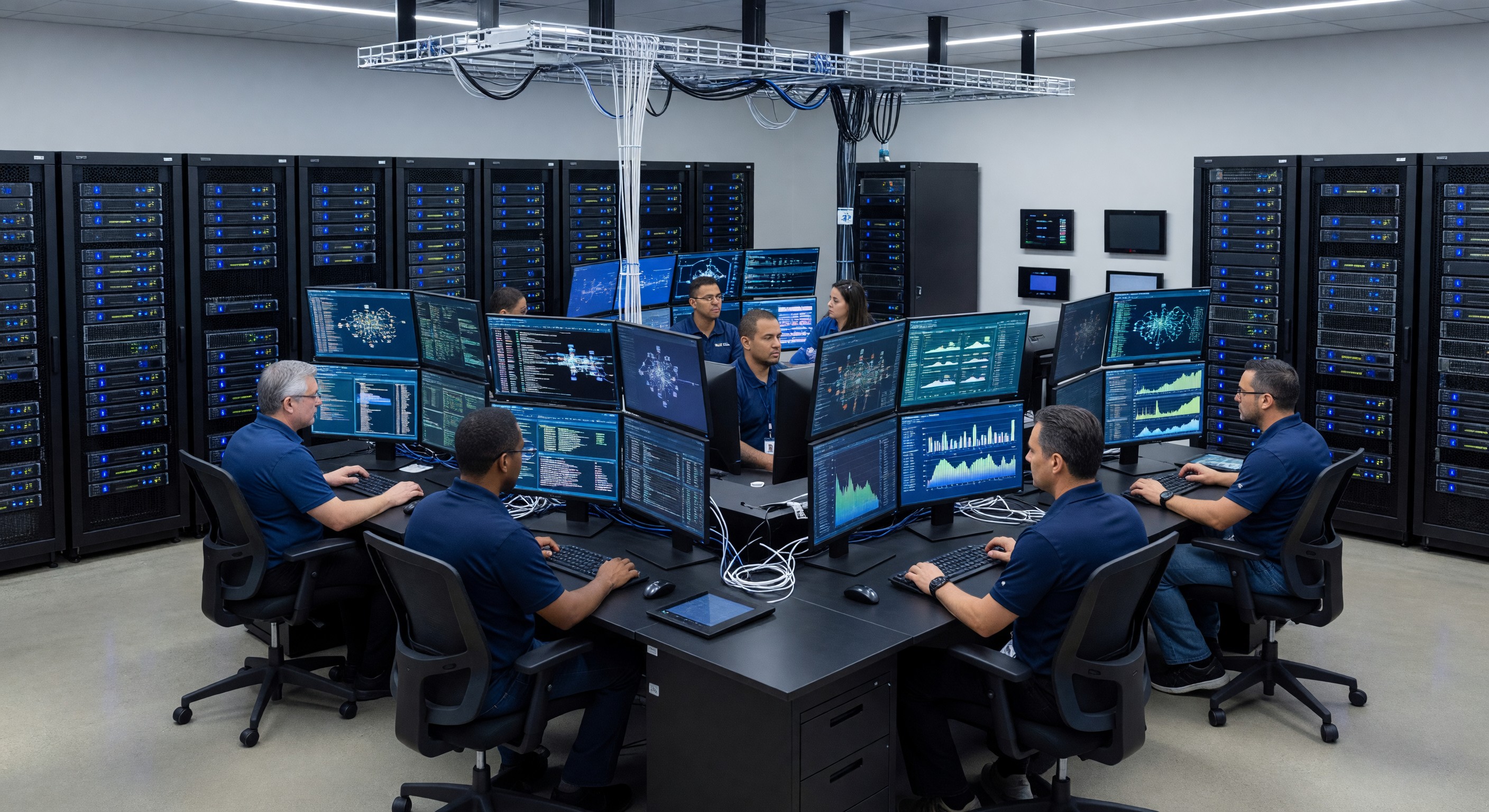 Hospital network operations center with modern infrastructure supporting clinical and facility systems